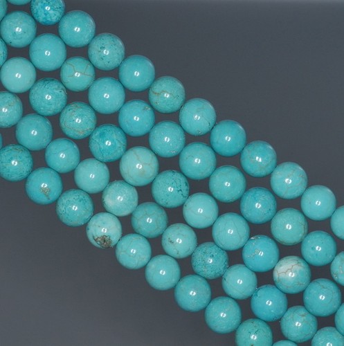 8MM TURQUOISE HOWLITE GEMSTONE ROUND LOOSE BEADS 15.5" - Picture 4 of 4