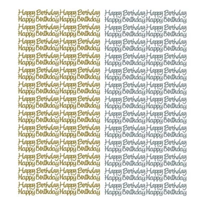 Happy Birthday stickers gold silver peel off foiled card embellishment 52 phrase