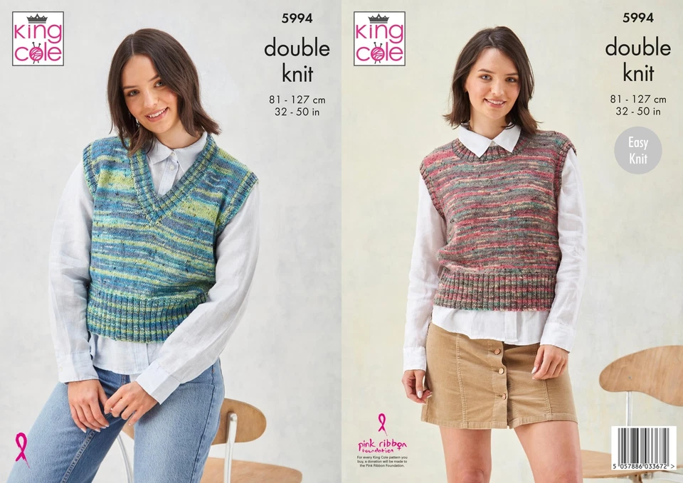 King Cole 5994 Knitting Pattern Womens Tank Tops in Homespun Prism DK