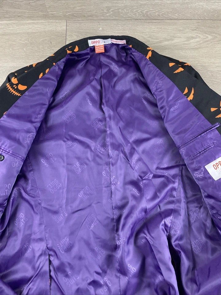 OppoSuits Black-O Jack-O Linterna Halloween Traje Caras de calabaza Para hombres 42 Foto 4 de 4