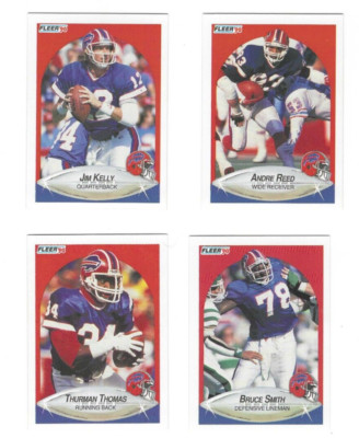 1990 FLEER KELLY SMITH THOMAS REED BUFFALO BILLS LOT OF 4 NRM-MINT VERY CLEAN