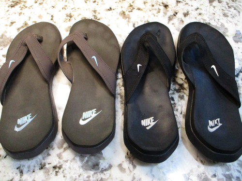 Sandales Nike taille W8 Celso string tongs plates confort marron et noir 2 PAIRES !