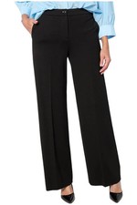 Tailored by Susan Graver Women's Sleek Ponte WideLeg Trousers Black