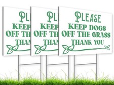 8x12 Inch 3X Please Keep Off Grass Plastic Sign with Grass Stakes - Single Si...