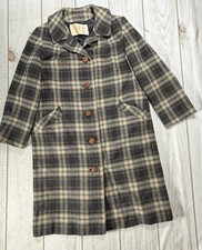 VINTAGE Pendleton Wool USA Made Overcoat Trench Womens Plaid Jacket READ