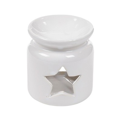 Eden Keramik Sternausschnitt weiß Ölbrenner Wachsschmelze Aromabrenner Geschenk