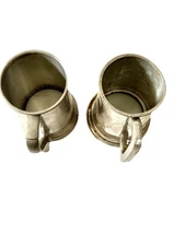 2 Vintage Stieff Pewter P27 Tankard Mug Stein Glass Bottom:Made In England-Beer