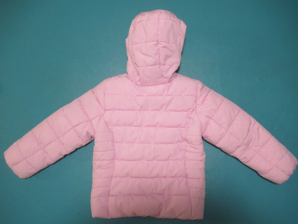 Gerry Girl's Size 5 Jersey Lined Puffer Hooded Zip Up Jacket w/Pockets Pink/Gray