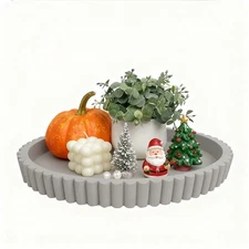 Oval Tray for Coffee Table Décor 13" Concrete Modern Decorative Trays Home Dé...