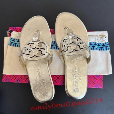 トリーバーチ トングサンダル スパークゴールド NIB Tory Burch Miller Size 8.5 Spark Gold Metallic Wrinkled