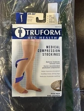 Truform 20-30 mmHg Compression Stockings for Men and Women Thigh High Open Toe