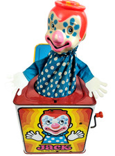 Vintage Mattel 1971 Clown Jack-in-the-Box Music Box Toy WORKS