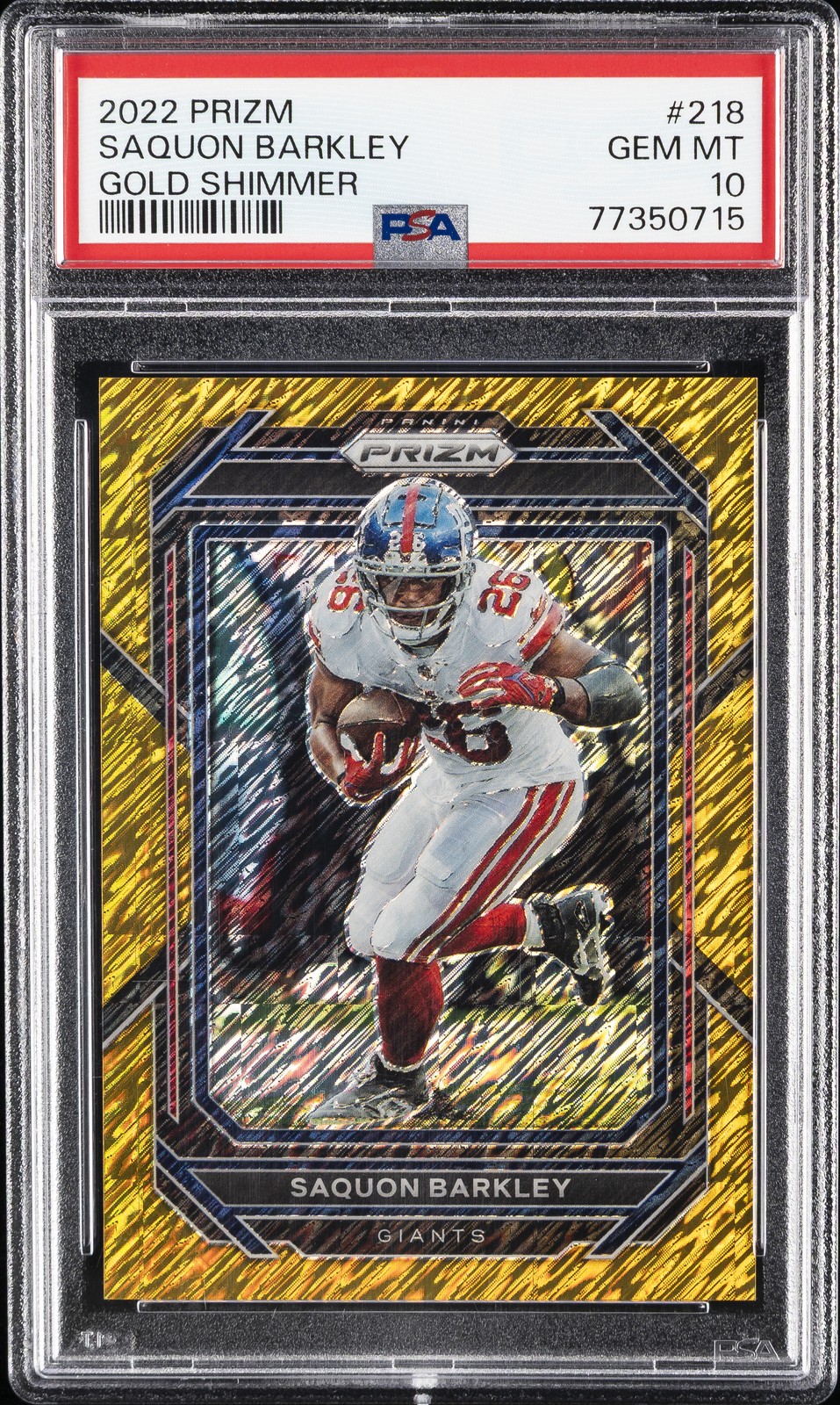 2022 PANINI PRIZM GOLD SHIMMER #218 SAQUON BARKLEY 5/10 PSA 10