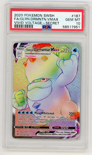 Galarian Darmanitan VMAX 2020 Pokemon Vivid Voltage PSA 10 #187