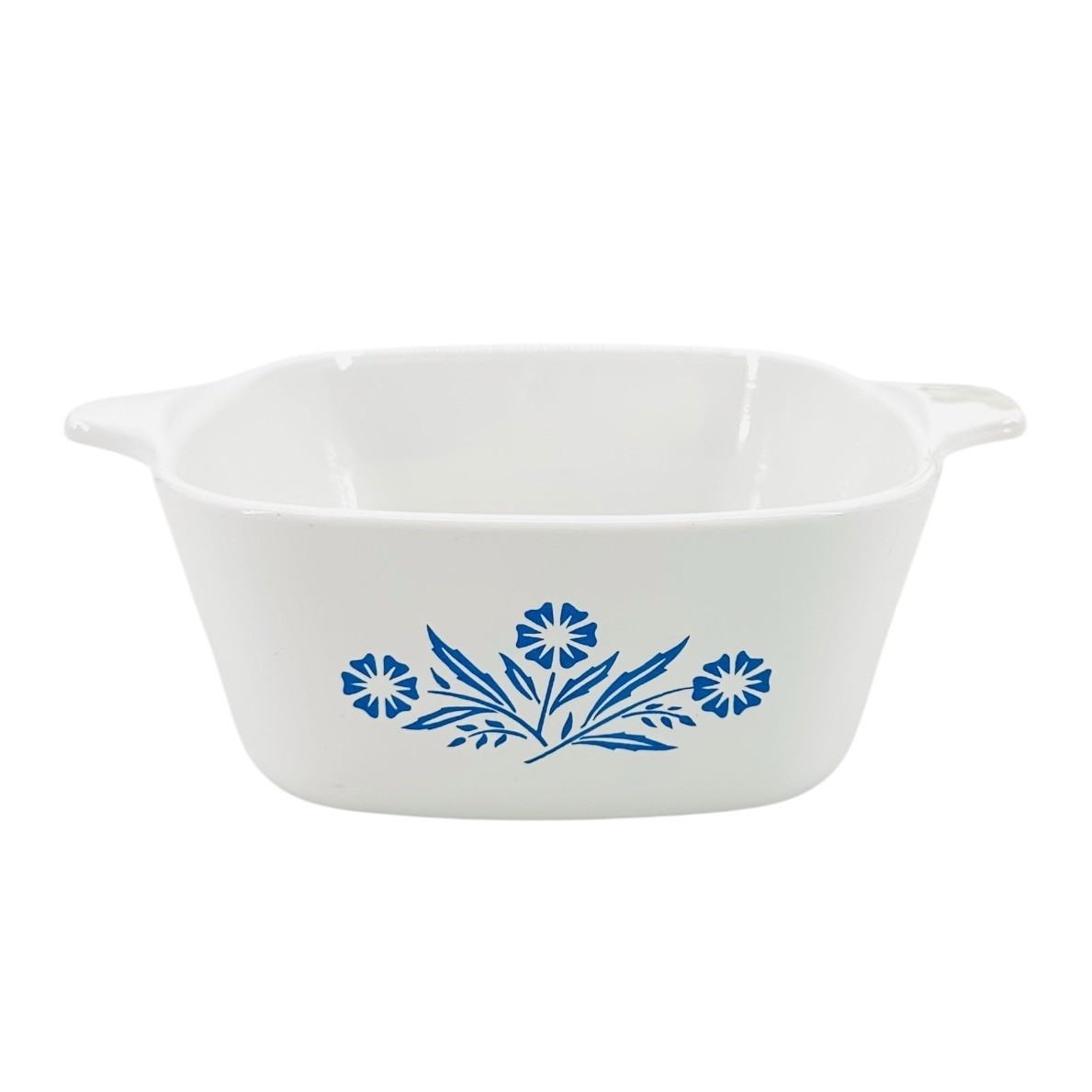 Vintage Corning Ware Baking Dish White Blue Cornflower Square P-43