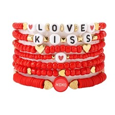 Ardorchid Valentines Heishi Bracelets for stretchy, Bracelets-A