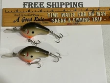 LOT OF 2 Vintage Bagley Diving B 2 DB2 Tennessee Shad Fishing Lure All Brass