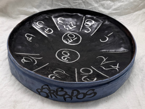 Caribbean 12" Steel Pan Drum Blue Hand Painted Barbados Music folk souvenir