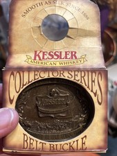Vintage Kessler Whiskey brass belt buckle Limited Edition 1993 NOS