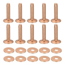 10 Set 10x3.3x21mm Solid Copper Rivets and Burrs Leather Fastener Copper Tone