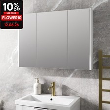 Bathroom Mirror Cabinet 900mm 3 Door Storage Cupboard Wall Hung Modern White
