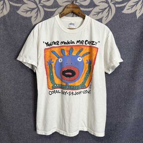 Big Head Designs You’re Making Me Crazy Art T Shirt Vintage Y2K Med Coral Bay