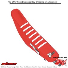 D-COR Seat Cover 2018 Geico Red/White W/Ribs Honda Crf450rx 2017-2019