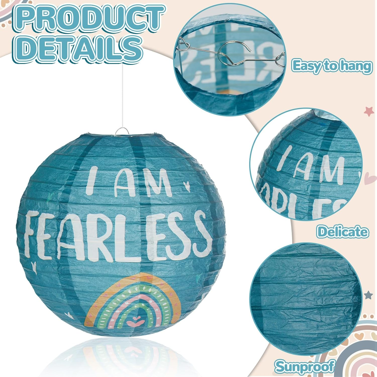 6-Pack 8-Inch Boho Paper Lanterns for Classroom Decor Retro Hanging Lights