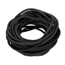 10 Yards 5mm Round Braided Leather Cord Six-Strand for Crafts Black