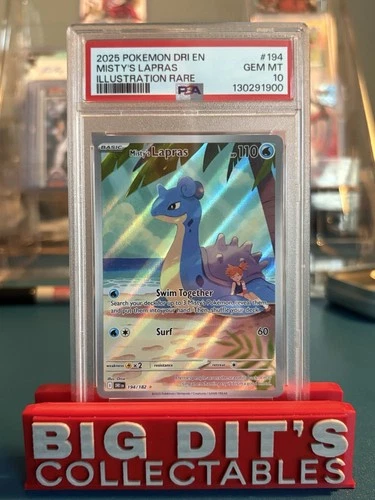 2025 POKEMON DRI EN-DESTINED RIVALS ILLUSTRATION RARE #194 MISTY'S LAPRAS PSA 10