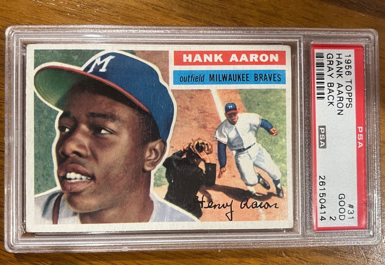 1956 Hank Aaron Topps Baseball Card PSA 2 Good Graded