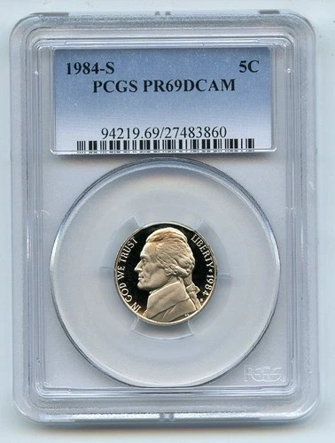 1984-S Jefferson Nickel Proof — photo from the most recent tracked eBay sale