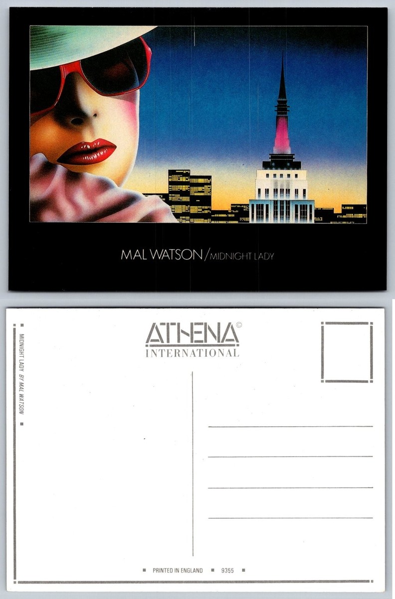 【80s / 50s】ポストモダン・アートデコ Mal Watson Midnight Lady 80s Airbrush Art Deco City Skyline