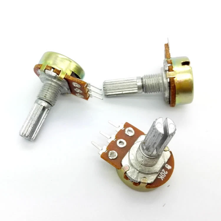 5Pcs WH148 Pot B20K 20K Linear Potentiometer Shaft 20mm 3pin 3 Pin washer nut - Image 2 of 4