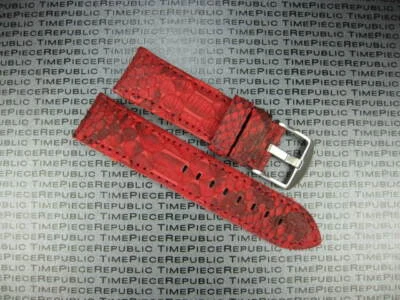 Nouveau Bracelet De Montre En Cuir De Serpent De 26Mm Pour PANERAI Rouge x1 - Photo 1/4