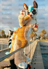 Fursuit Long Fur Husky Dog Fox Cosplay Mascot Costume Party Ad Dress