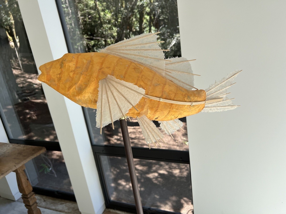 Lara Fisher Koi Paper Lamp Mixed Media Fish Floor Lamp Original