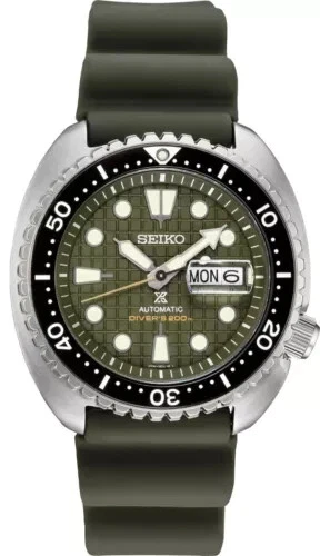Seiko Prospex SRPE05 Diver Watch Automatic 45mm Green Dial Silicone Band Watch