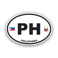 Philippines Oval Sticker Decal - Weatherproof - Filipinoflag Country Code Ph V2