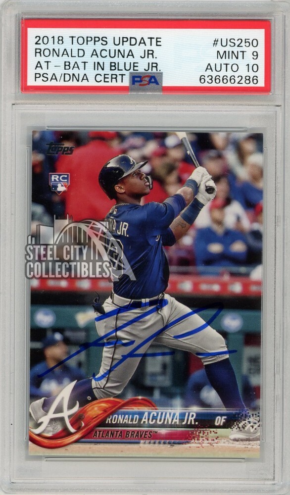 Ronald Acuna Jr 2018 Topps Update Autograph Rookie Card #US250 PSA 9 PSA/DNA 10