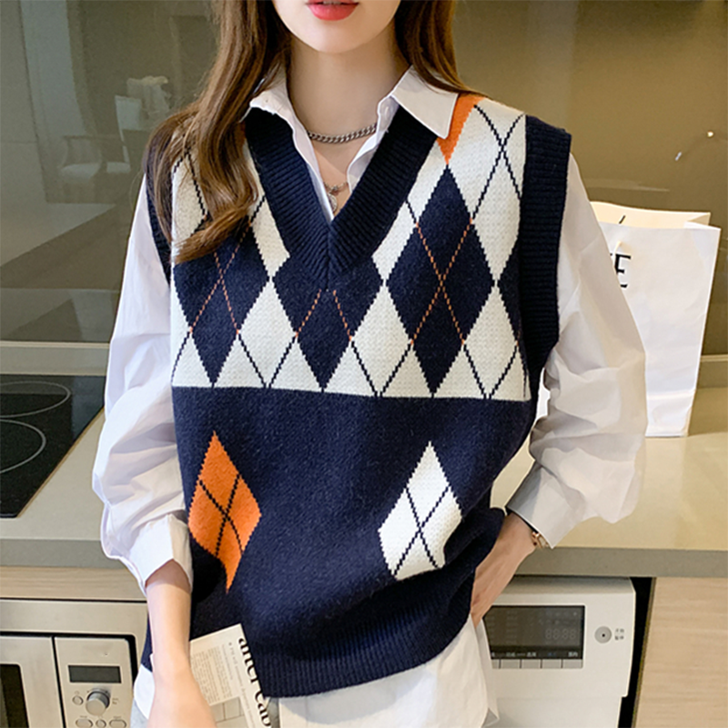 Women Knit Sweater Vest Tank Top V Neck 