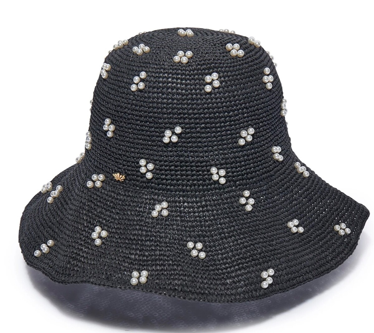 Lele Sadoughi Womens Jet Cluster Raffia Woven Bucket Hat | eBay display picture 1