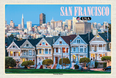 Blechschild 20x30 San Francisco USA Victorian Houses   Wand Deko Bar Kneipe Cafe
