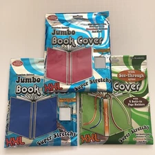 3 Jumbo Book Cover Green Blue Pink Premium Edition XXL SUPER STRETCHY Lot 1