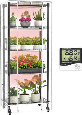 5-Tier Indoor Greenhouse with Grow Lights & Thermometer for Seed Starting