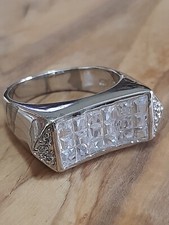 ANELLO ARGENTO 925 UOMO solitari  modello bulgari zirconi taglio smeraldo