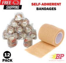 Ever Ready Self Adherent Cohesive Wrap First Aid Bandages 2" x 5 Yards - 12CT