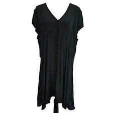 NWT Gap Button Front Cap Sleeve Black Dress Size 20 Fairy Grunge Dark Academia 