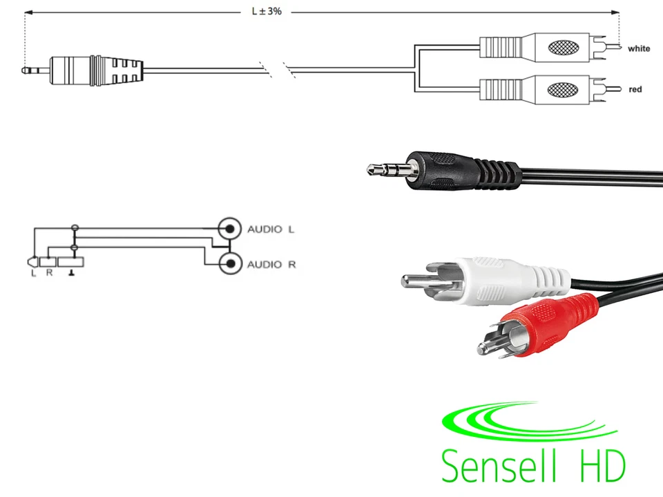 Klinke Cinch Kabel AUX Audio 3,5mm Stecker Stereo Kopfhörer Klinkenkabel RCA  - Bild 3 von 4