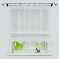 Raffrollo mit Schlaufen Raffgardinen Küche Gardinen Landhau Vorhang Voile Weiß